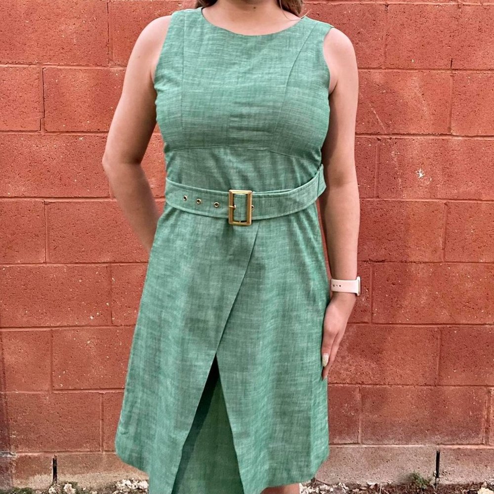 Sharagano Green Belted Dress